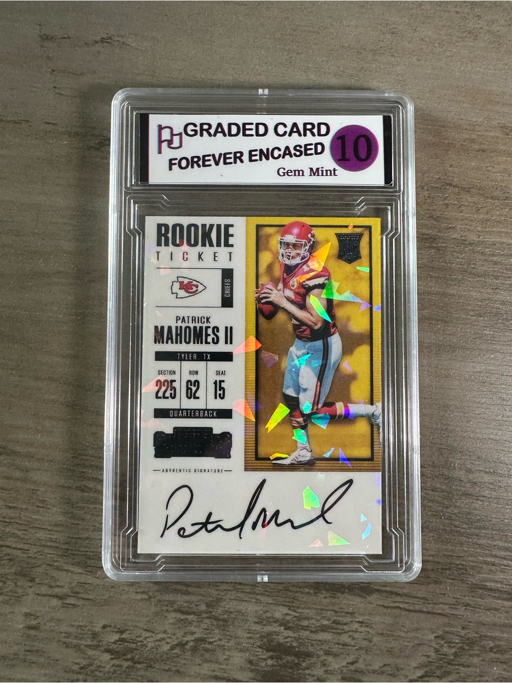 Patrick Mahomes II Rookie Ticket Autograph Holo Novelty Card Gem Mint 10